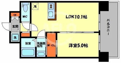 オルゴグラート森ノ宮東館【12階】の間取り