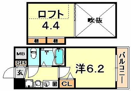 エステムコート三宮EASTポルトマーレ【2階】の間取り