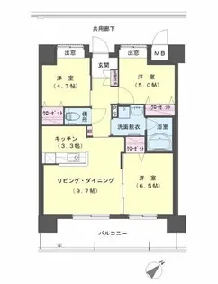 クラシオン小頭町公園前1棟【1305号室】の間取り
