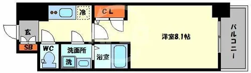 エスリードレジデンス弁天町グランデ【207号室】の間取り