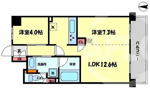 エスリード堂島【9階】の間取り