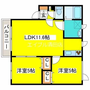 クレール美しが丘【202号室】の間取り