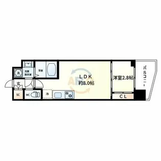 セレニテ難波グランデノール【14階】の間取り