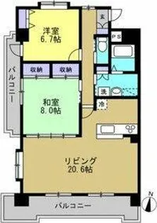ハイヒルズクマノ【4A号室】の間取り