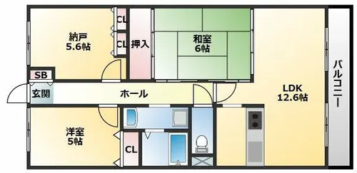 アディーレ八尾【6階】の間取り