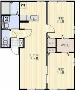 ヒルズきざしA【102号室】の間取り
