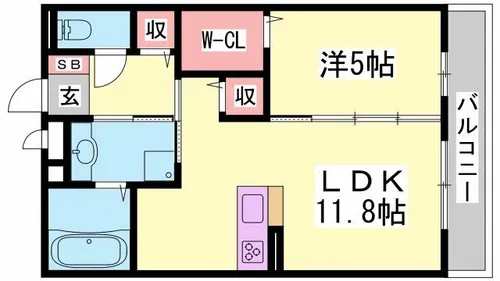 THE RESIDENCE 姫路神屋町【102号室】の間取り