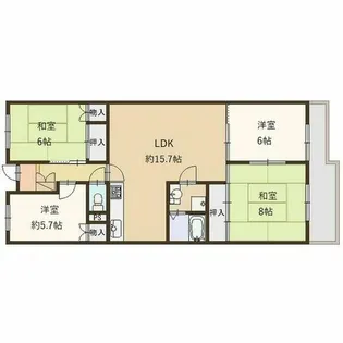 花の北ハイツA棟【104号室】の間取り