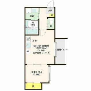 メゾンA小本【3階】の間取り