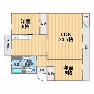 一ノ谷グリーンハイツI棟【5階】の間取り