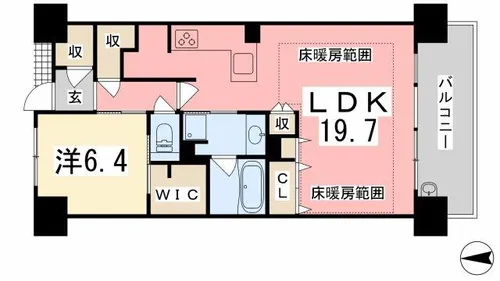 ポレスター姫路 ザ・レジデンス【1502号室】の間取り