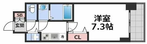 プランドール北浜【4階】の間取り