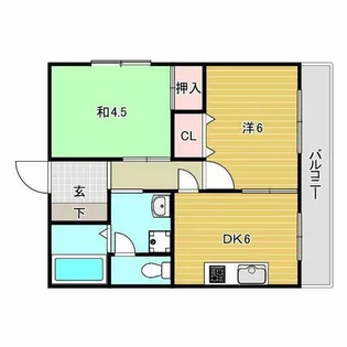ライブウエスト甲子園【4階】の間取り