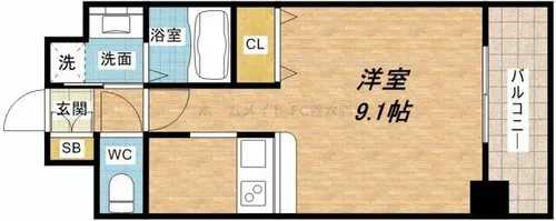 プレサンス玉造駅前【6階】の間取り