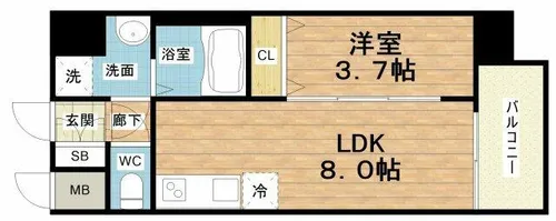 アプリーレ阿波座南【4階】の間取り