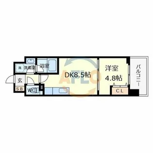 プラウディア今里【3階】の間取り