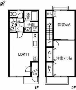 愛知県刈谷市一色町1丁目【テラスハウス】の間取り