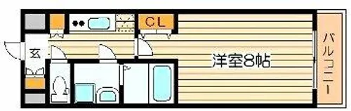 ウィルテラスなんば南【8階】の間取り