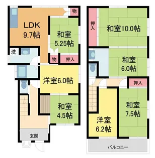 兵庫県西宮市名塩東久保【一戸建】の間取り