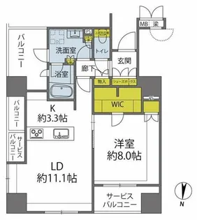 プレミスト梅田サウス【804号室】の間取り