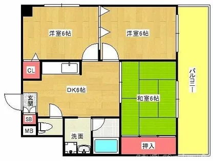 シャトー弁天弐番館【406号室】の間取り