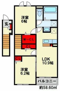 ヒカルサ行橋 Ⅰ【2階】の間取り
