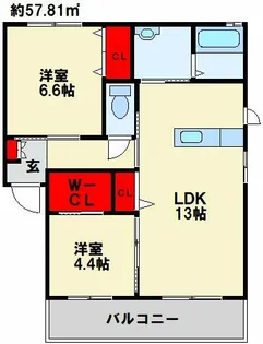 三洋タウン上香月 A棟【102号室】の間取り