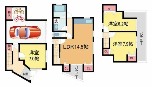 兵庫県西宮市甲陽園本庄町【一戸建】の間取り