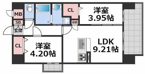 グランステディ城東中央【3階】の間取り