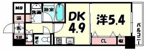 レジディア神戸磯上【10階】の間取り