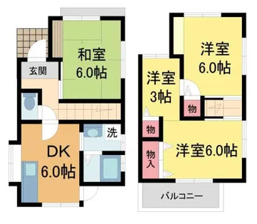 兵庫県西宮市津門住江町【一戸建】の間取り
