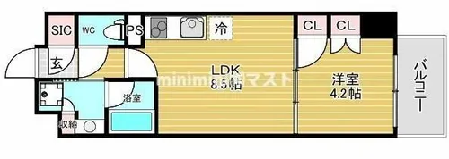 シティカレント天王寺ブロード【3階】の間取り
