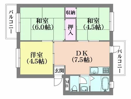 上高丸厚生年金住宅3号棟【2階】の間取り