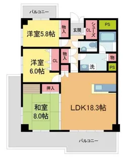 清香マンション【301号室】の間取り