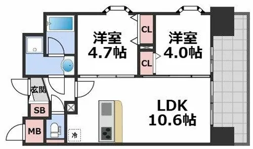 スプランディッド玉造DUE【10階】の間取り