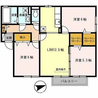 アミカル コート A棟【102号室】の間取り