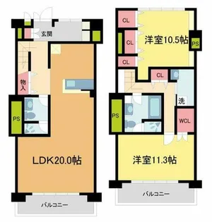 芦屋グランドハイツ【5階】の間取り