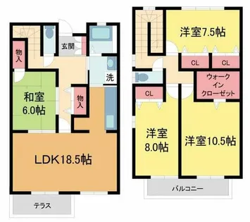 兵庫県西宮市殿山町【タウンハウス】の間取り