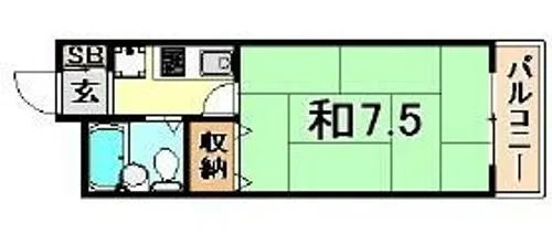 ゴールドハイツ祇園【2階】の間取り