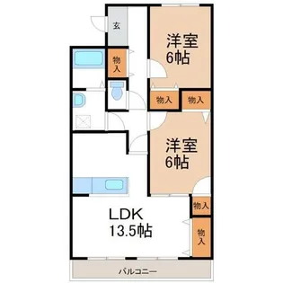 シルクピア大西B【2A号室】の間取り