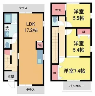 兵庫県西宮市仁川百合野町【タウンハウス】の間取り