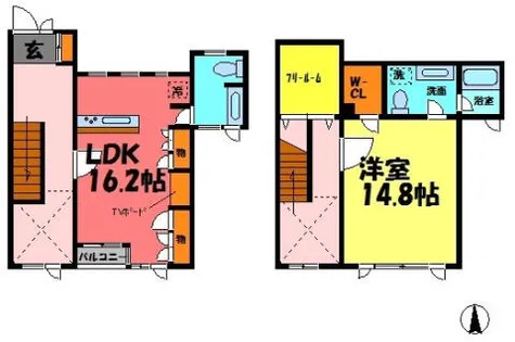 兵庫県西宮市甲陽園西山町【テラスハウス】の間取り
