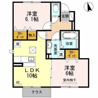 サンライズII【1階】の間取り