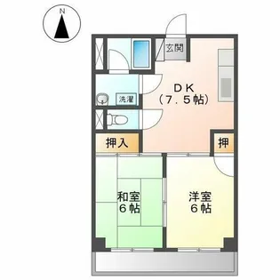 サンハイツ睦【4階】の間取り