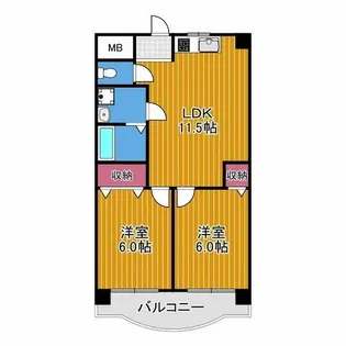 新栄プロパティー羽曳が丘【3階】の間取り