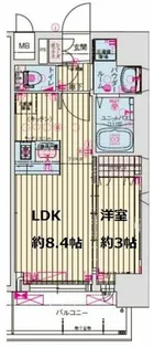 プレサンス難波マジョリティ【7階】の間取り