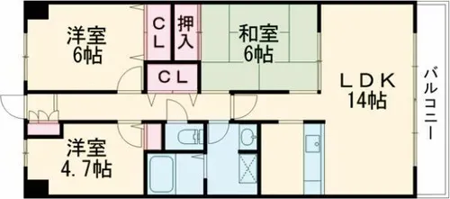 コート和泉府中カリヨン2番館【403号室】の間取り