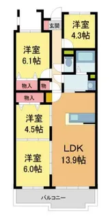 カルム伊丹緑ヶ丘【4階】の間取り