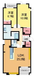 THE SKY 御影郡家【202号室】の間取り