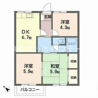 西脇市野村町(ガーデンハイツ緑ヶ丘D)【2階】の間取り